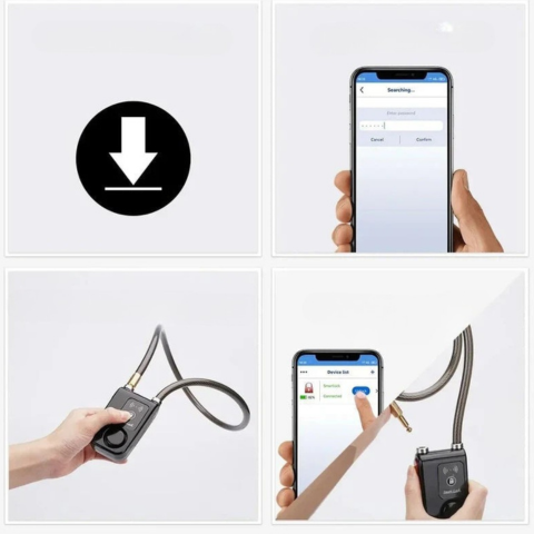 Intelligentes Fahrradschloss mit 110 dB Alarm und Steuerung über App — Zuverlässiger und moderner Schutz