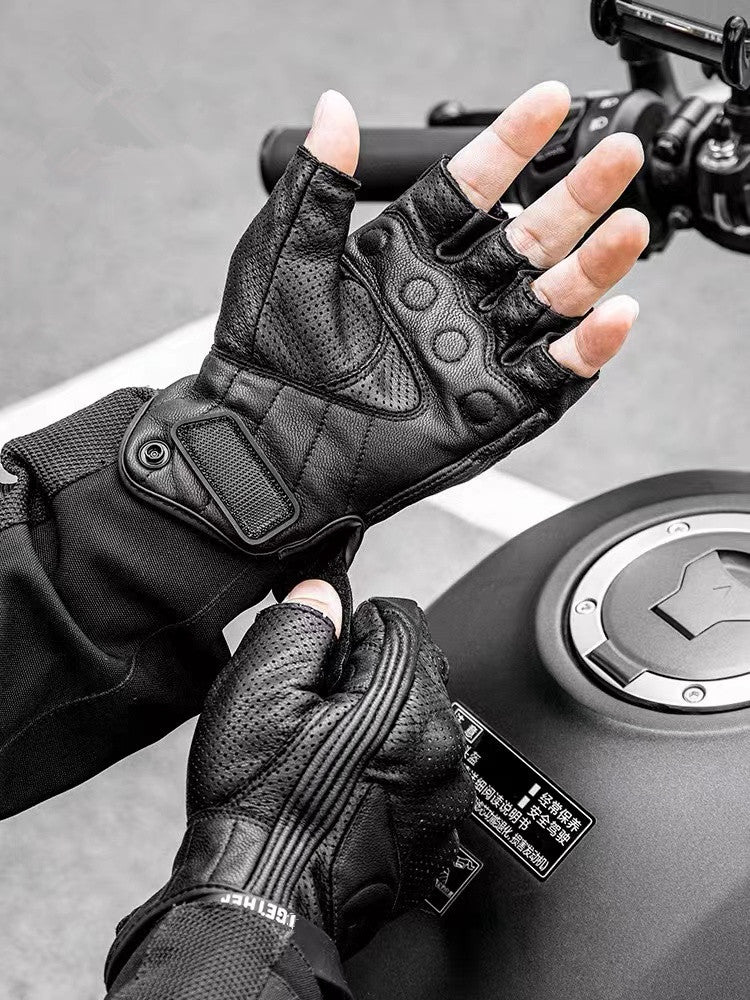 Lette Motorsykkelhansker i PU-lær – Retro bikerstil & pustende sommer