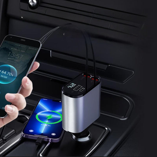 Schnellladegerät Auto 12V – USB & Typ-C mit Bildschirm 