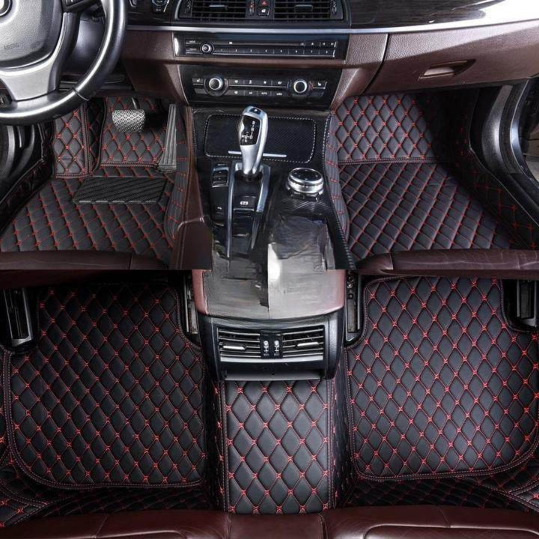 Alfombrillas de Coche Impermeables – Estilo Deportivo Negro y Rojo 