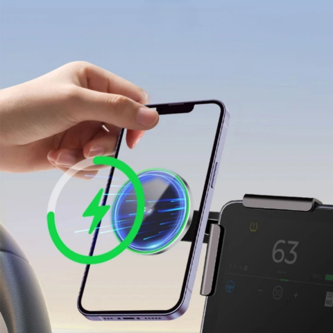 Phone Support For Tesla — Magnetic Mount And Wireless Charging 