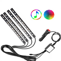 ערכת LED לאווירה לרכב – אורות רב-צבעוניים מגיבים לקול 