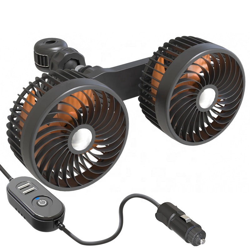 Double Head Car Fan — Rechargeable and Adjustable 