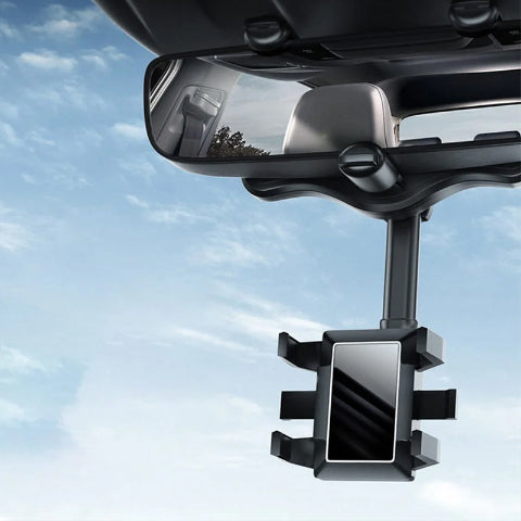Soporte de teléfono retrovisor – Ángulo ajustable y fijación estable 